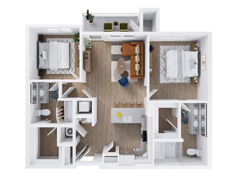 View at Manor Crossing New Apartments in Manor, Texas Two Bedroom Floor Plan